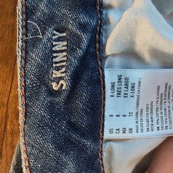 American Eagle Straight Leg SUPER STRETCH Skinny Jeans SZ 12 x-long - Picture 7 of 9